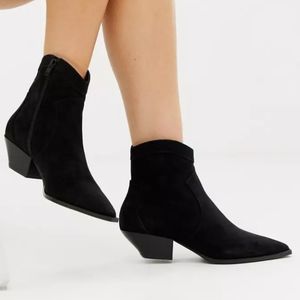 ASOS Annie Western Ankle Boots (Black) Size 12 US / 43 EU